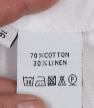 Alice Collins Women Ivory Linen Cotton Blazer Size 16 Single Breasted