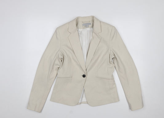 H&M Women Beige Slim Fit Single-Breasted Blazer Size 10
