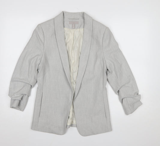 H&M Women Grey Shawl Collar Blazer UK 10 Tailored Woven Jacket