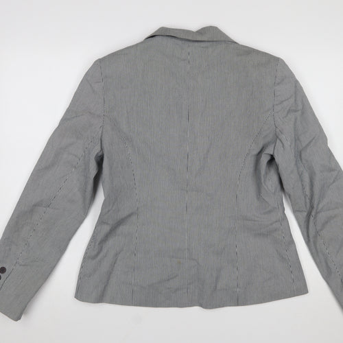 Dunnes Stores Women's Grey Pinstripe Blazer Size 14 Cotton Blend