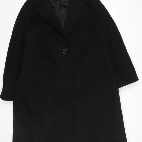 Elena Miro Womens Black Wool Blend Overcoat UK 14 Long Sleeve
