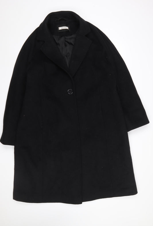 Elena Miro Womens Black Wool Blend Overcoat UK 14 Long Sleeve