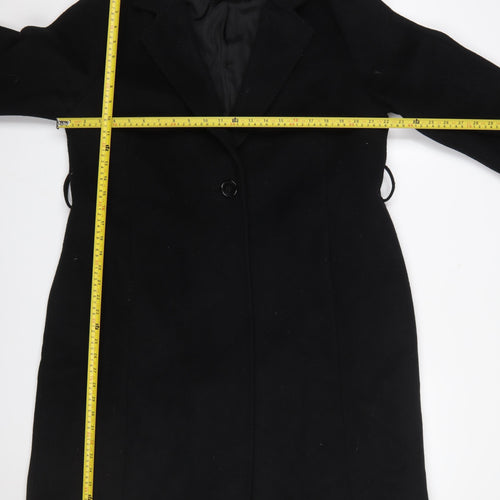 Elena Miro Womens Black Wool Blend Overcoat UK 14 Long Sleeve
