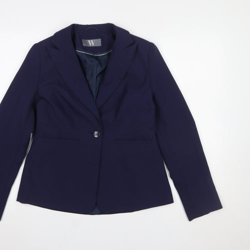 BHS Women French Blue Size 12 Polyester Single-Breasted Blazer