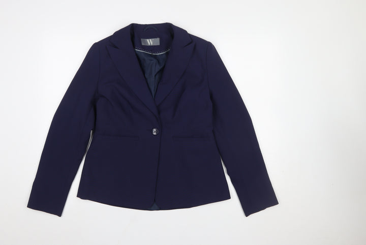 BHS Women French Blue Size 12 Polyester Single-Breasted Blazer