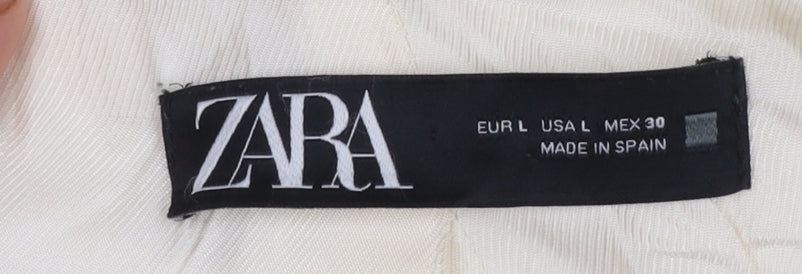 ZARA Women's Ivory Wool Blend Long Overcoat Size 16