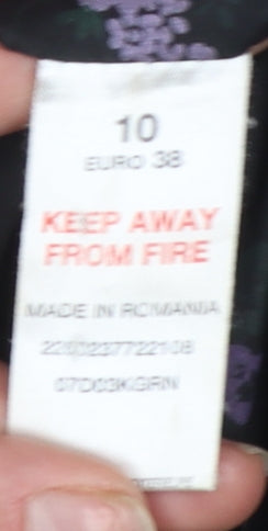 Topshop Women's Green Check Wool Blend Mid-Length Coat Size 10