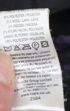 Topshop Women's Green Check Wool Blend Mid-Length Coat Size 10