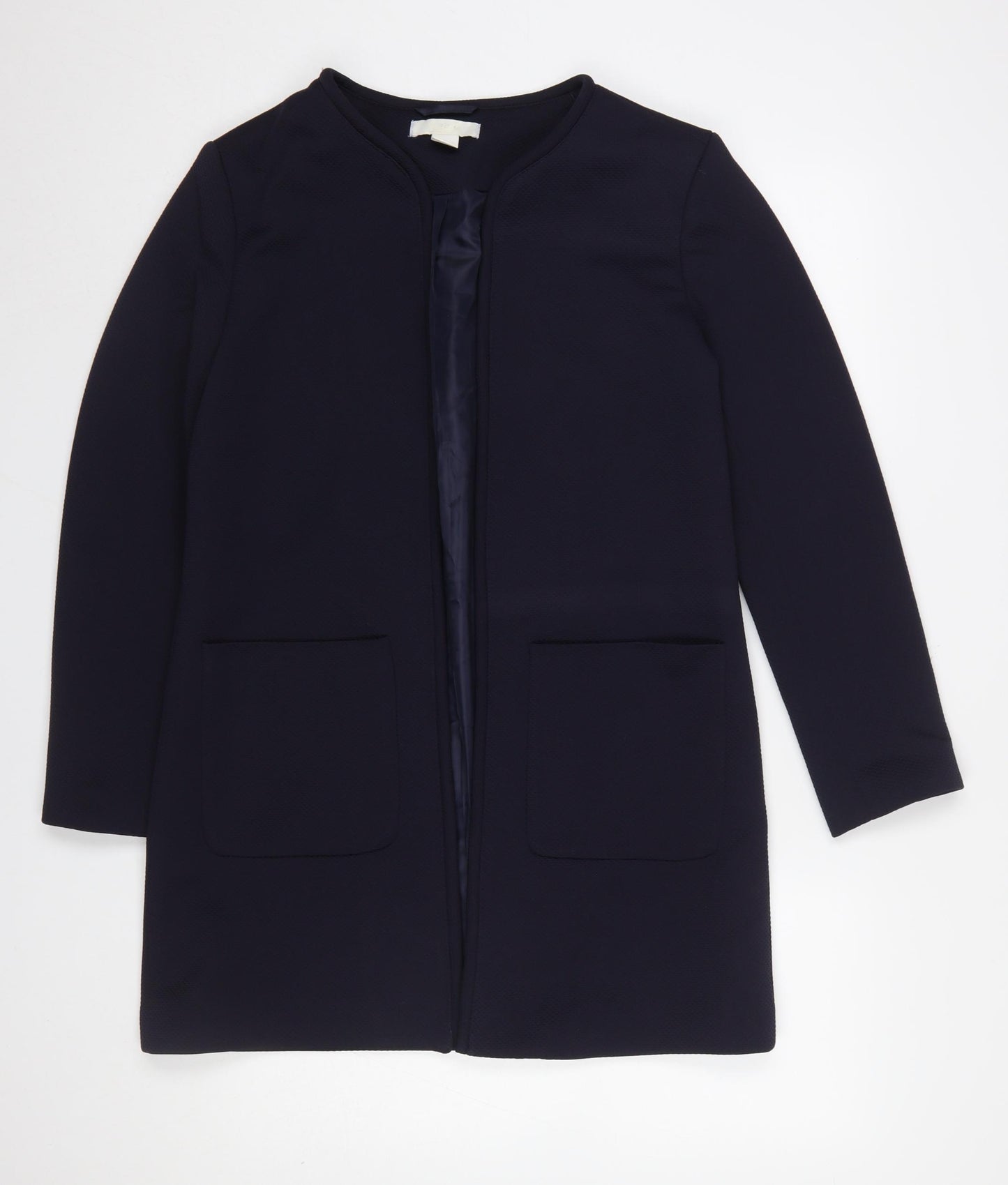 H&M Women Navy Blue Regular Fit Long Sleeve Jacket UK 10