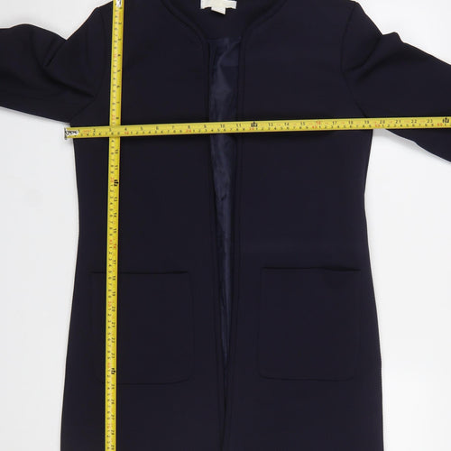 H&M Women Navy Blue Regular Fit Long Sleeve Jacket UK 10