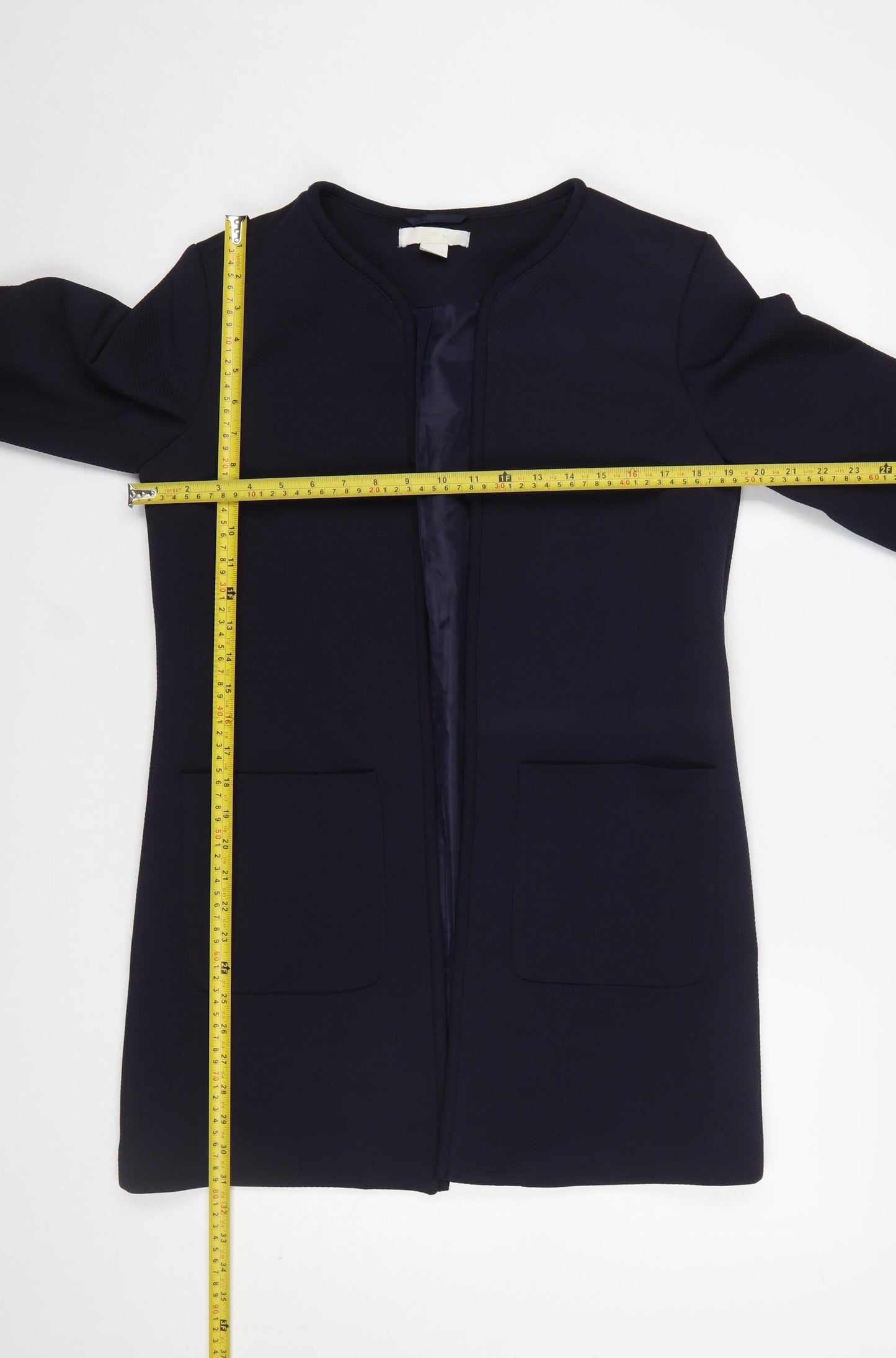 H&M Women Navy Blue Regular Fit Long Sleeve Jacket UK 10