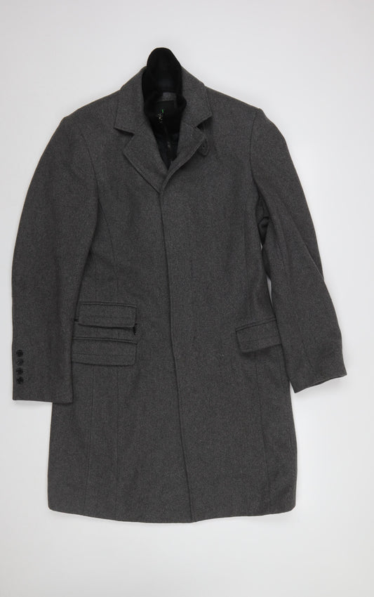 Jasper Conran Men’s Grey Wool Overcoat Small Mid-Length Classic Style