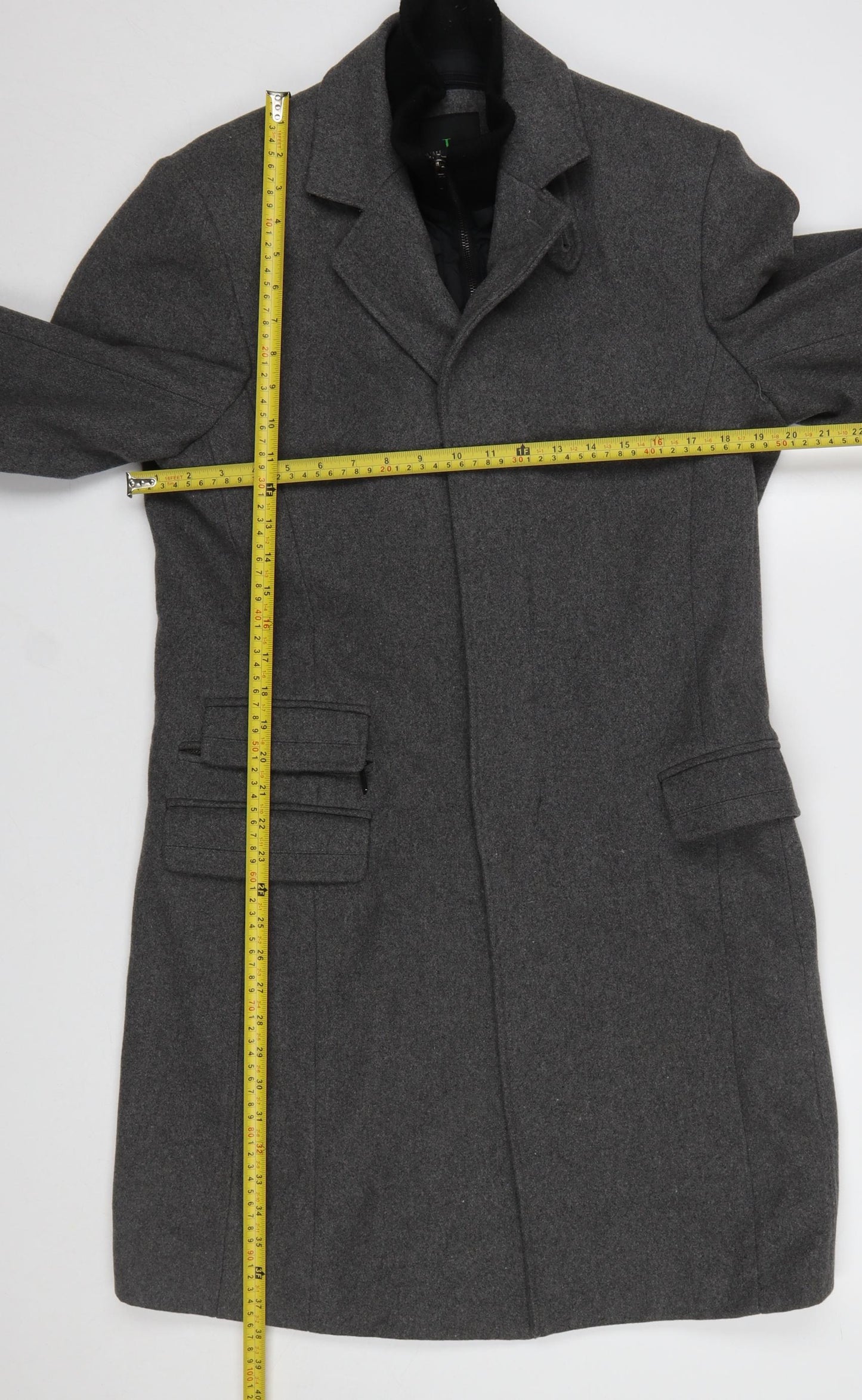 Jasper Conran Men’s Grey Wool Overcoat Small Mid-Length Classic Style