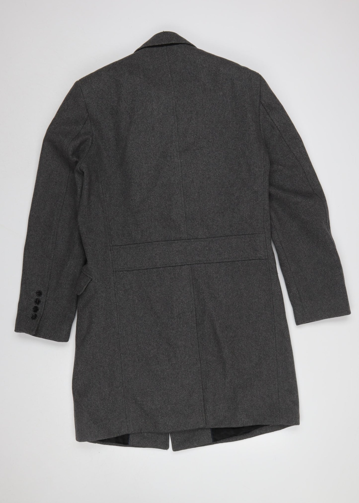 Jasper Conran Men’s Grey Wool Overcoat Small Mid-Length Classic Style