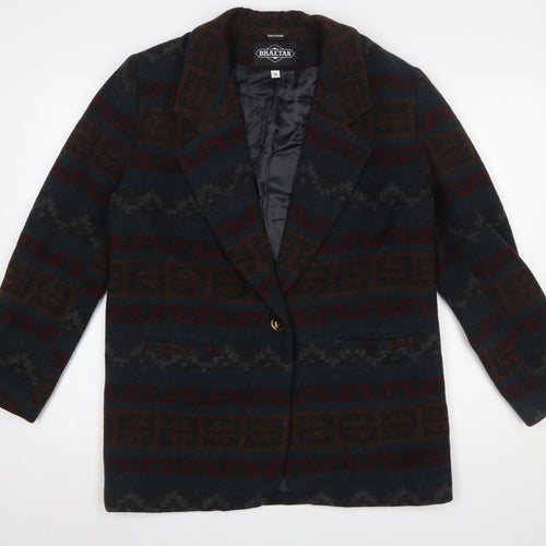 Braetan Womens Multicoloured Wool Blend Geometric Blazer M