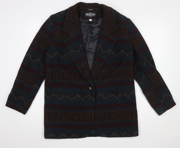 Braetan Womens Multicoloured Wool Blend Geometric Blazer M