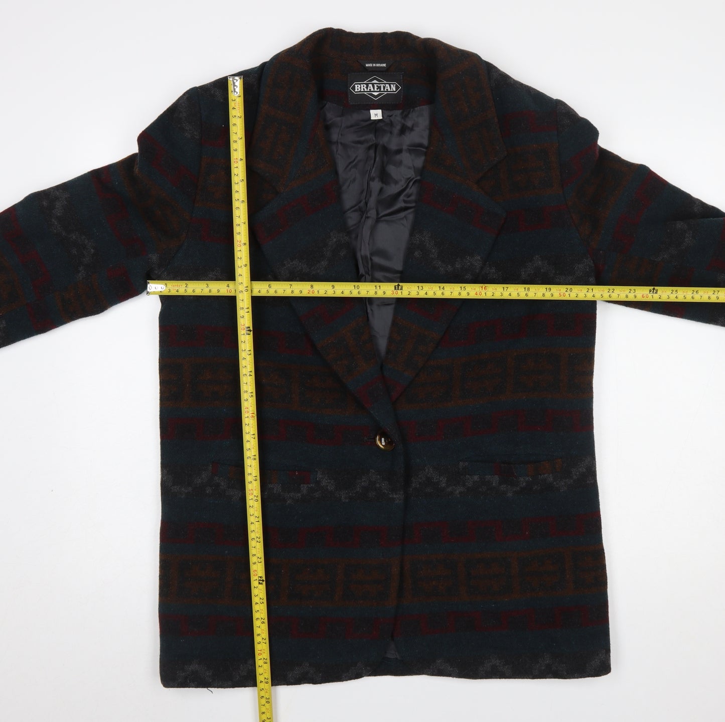 Braetan Womens Multicoloured Wool Blend Geometric Blazer M