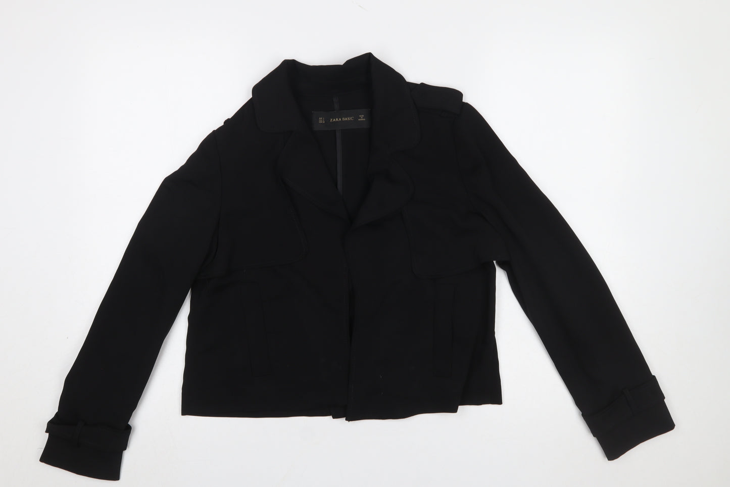 Zara Basic Women's Black Cropped Jacket Size 8 Classic Style