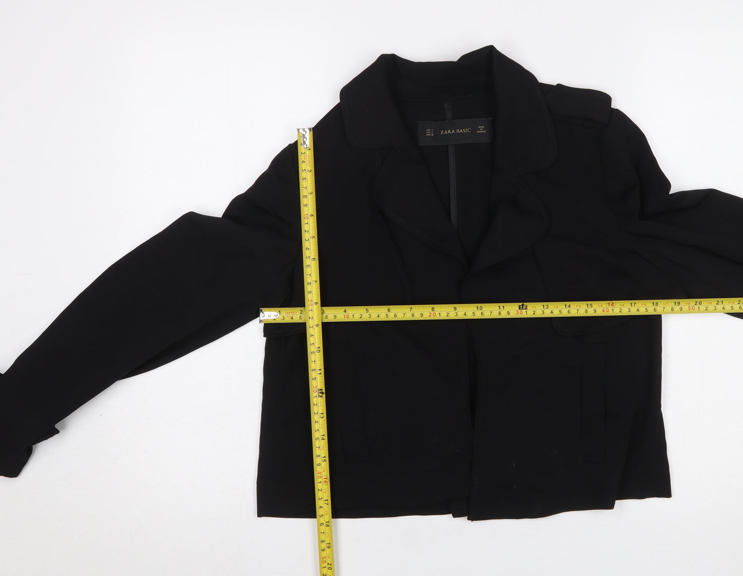 Zara Basic Women's Black Cropped Jacket Size 8 Classic Style