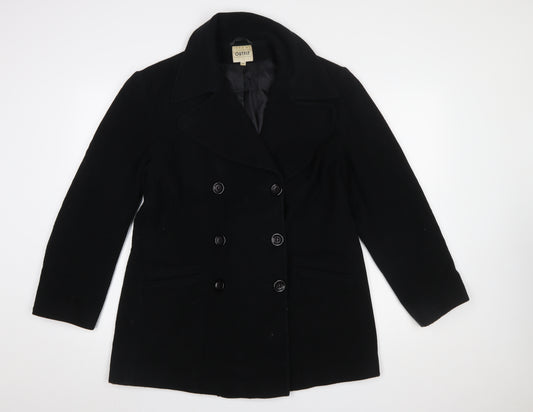 Outfit Womens Black Wool Cashmere Blend Pea Coat Size 14