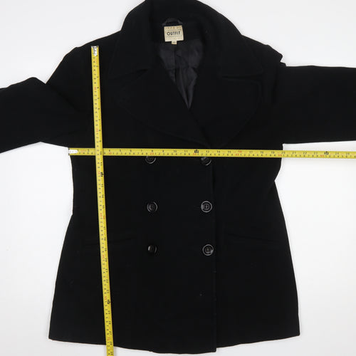 Outfit Womens Black Wool Cashmere Blend Pea Coat Size 14