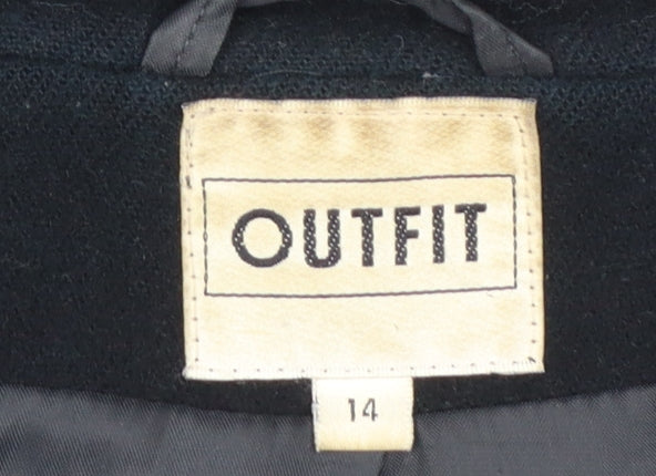 Outfit Womens Black Wool Cashmere Blend Pea Coat Size 14