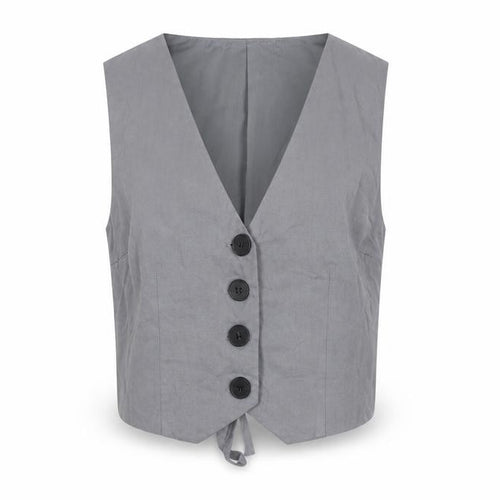 Pull&Bear Women's Grey XS Sleeveless Button Waistcoat