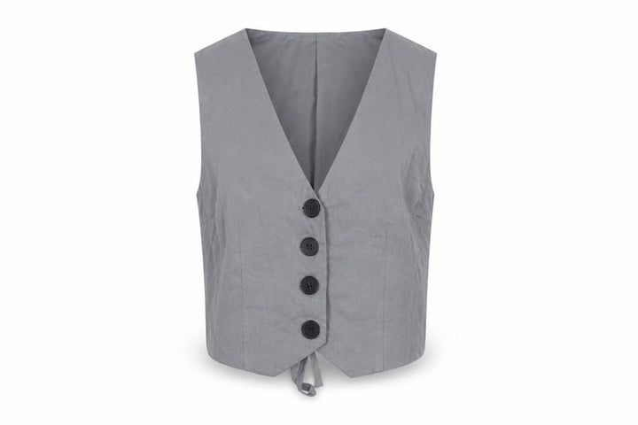 Pull&Bear Women's Grey XS Sleeveless Button Waistcoat