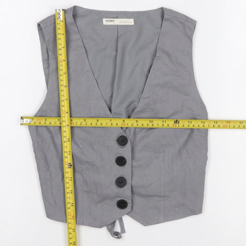 Pull&Bear Women's Grey XS Sleeveless Button Waistcoat