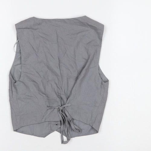 Pull&Bear Women's Grey XS Sleeveless Button Waistcoat