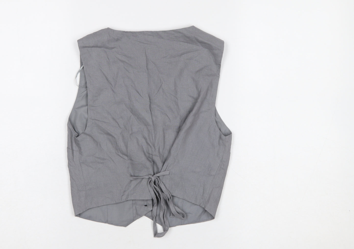 Pull&Bear Women's Grey XS Sleeveless Button Waistcoat