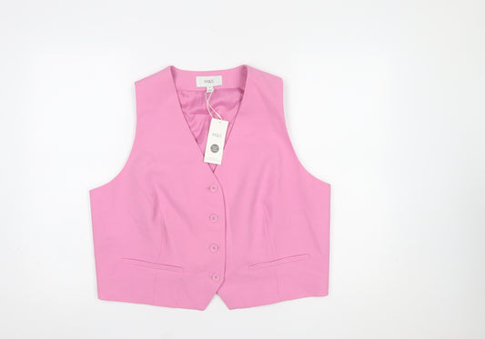 Marks and Spencer Women's Pink Regular Fit Suit Waistcoat Size 18
