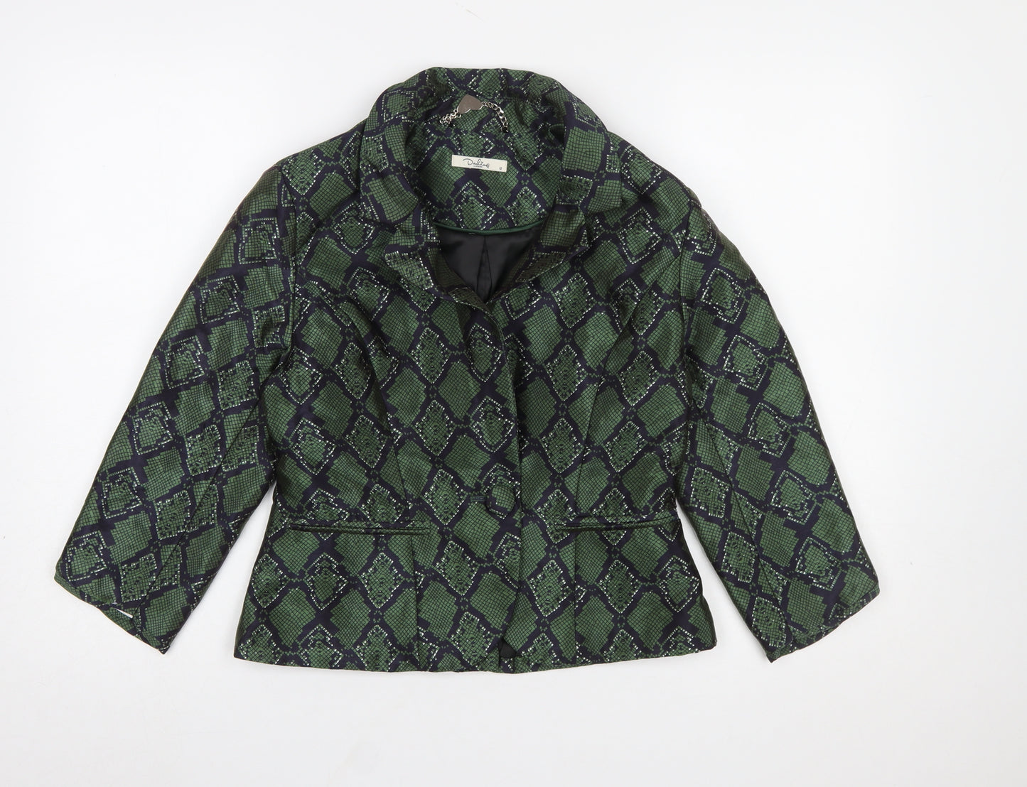 Darling London Green Geometric Jacquard Blazer Women's Size 12