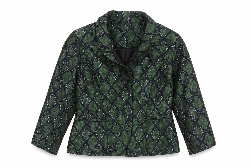 Darling London Green Geometric Jacquard Blazer Women's Size 12