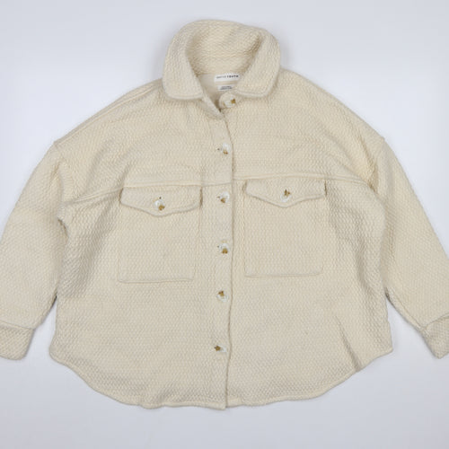 Native Youth Women Beige Cotton Button Jacket Size S