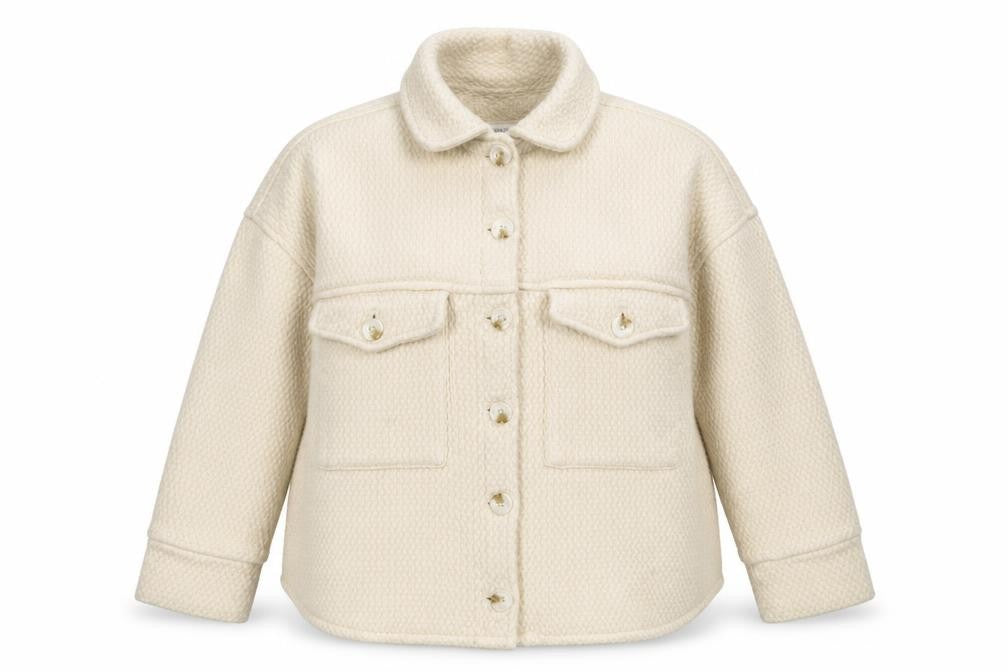 Front view of Native Youth Women Beige Cotton Button Jacket, size S