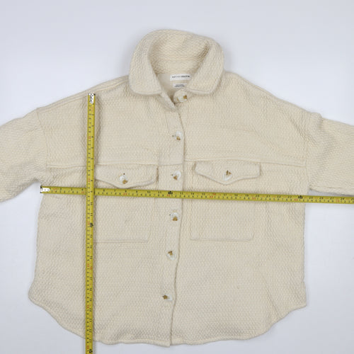 Native Youth Women Beige Cotton Button Jacket Size S