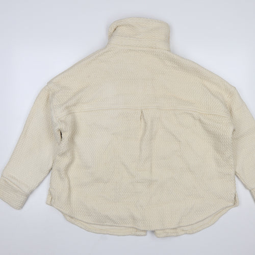 Native Youth Women Beige Cotton Button Jacket Size S
