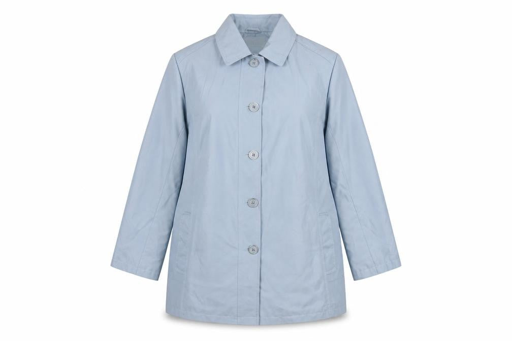 Front view of Rowlands of Bath Women's Blue, size 14, Mid-Length Blazer Jacket
