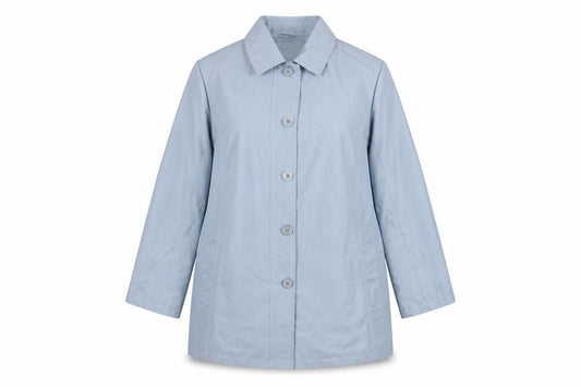 Front view of Rowlands of Bath Women's Blue, size 14, Mid-Length Blazer Jacket