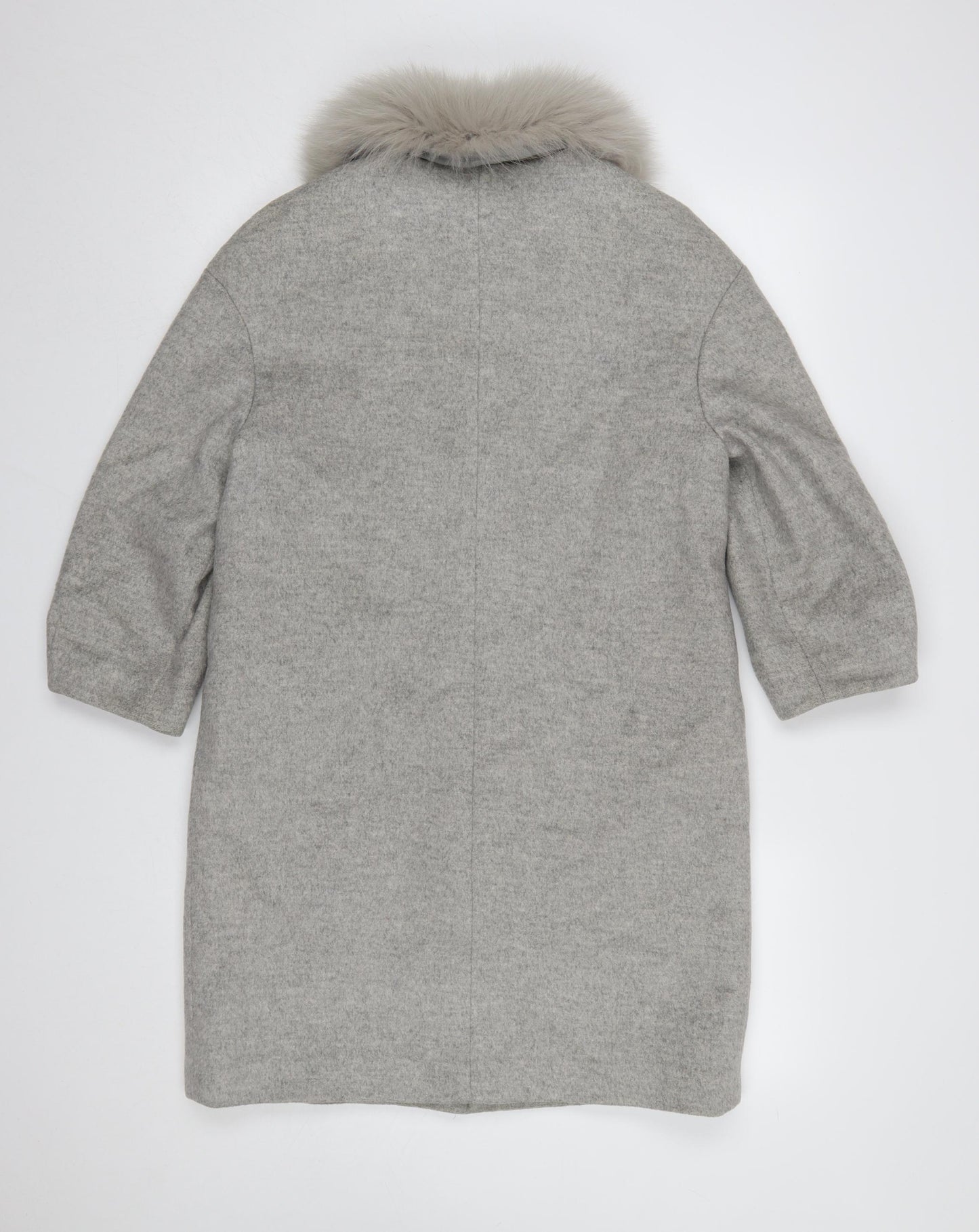 OZZO Women’s Grey Wool Fur Collar Long Overcoat Size 8