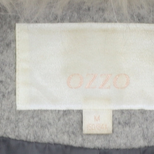 OZZO Women’s Grey Wool Fur Collar Long Overcoat Size 8