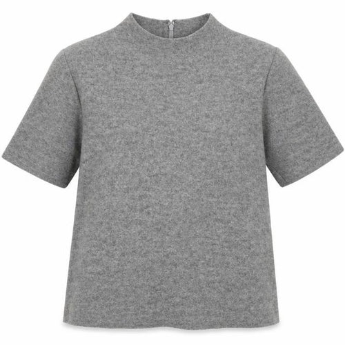 Hobbs Women Grey Wool Blend Mock Neck Short Sleeve Jumper UK 14