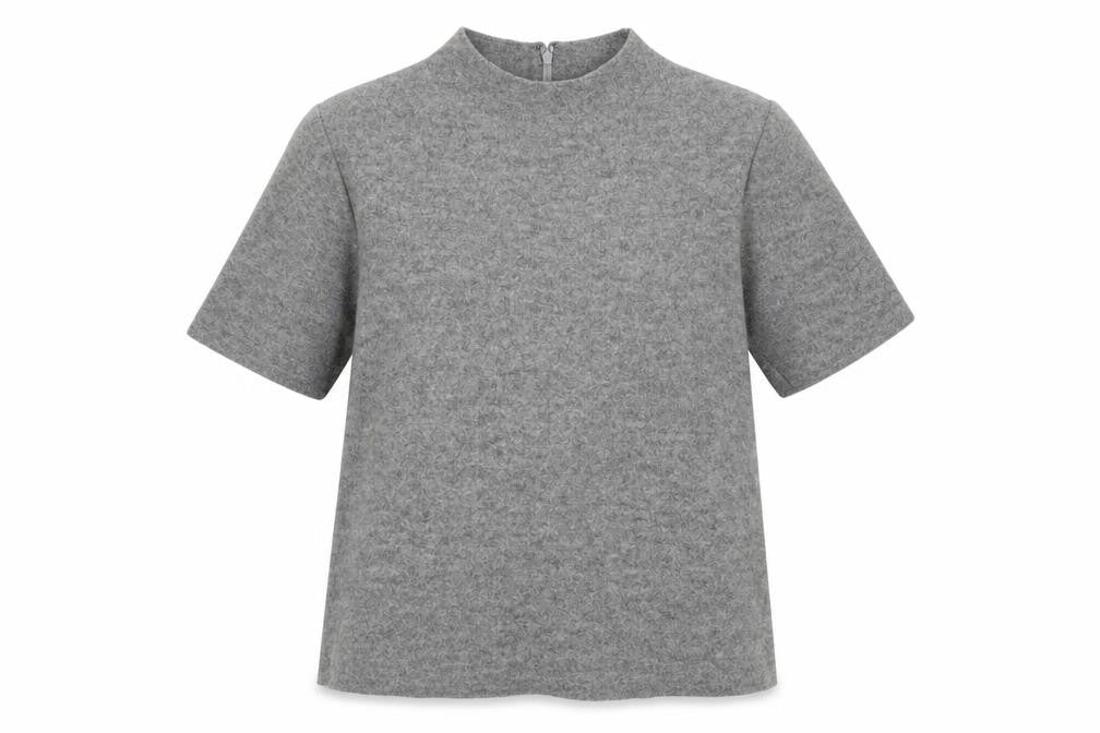 Hobbs Women Grey Wool Blend Mock Neck Short Sleeve Jumper UK 14
