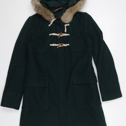 Comptoir des Cotonniers Women's Green Wool Duffle Coat Size 8