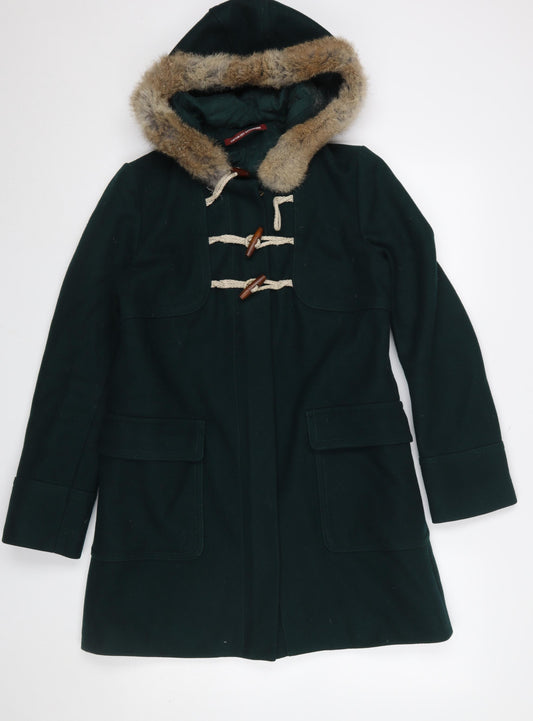 Comptoir des Cotonniers Women's Green Wool Duffle Coat Size 8