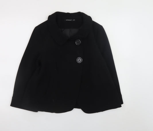 Atmosphere Women's Black Short Coat Size 8 Classic Buttoned Overcoat