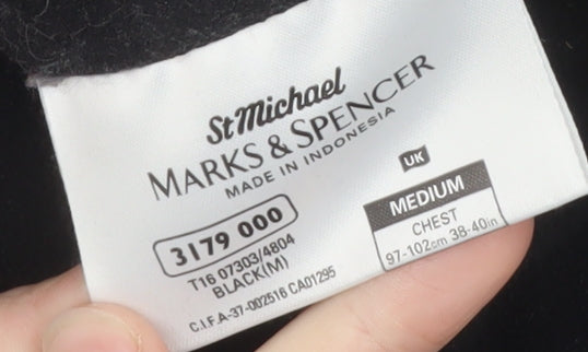 Marks and Spencer Men's Black Fleece Zip Jacket M Regular Fit