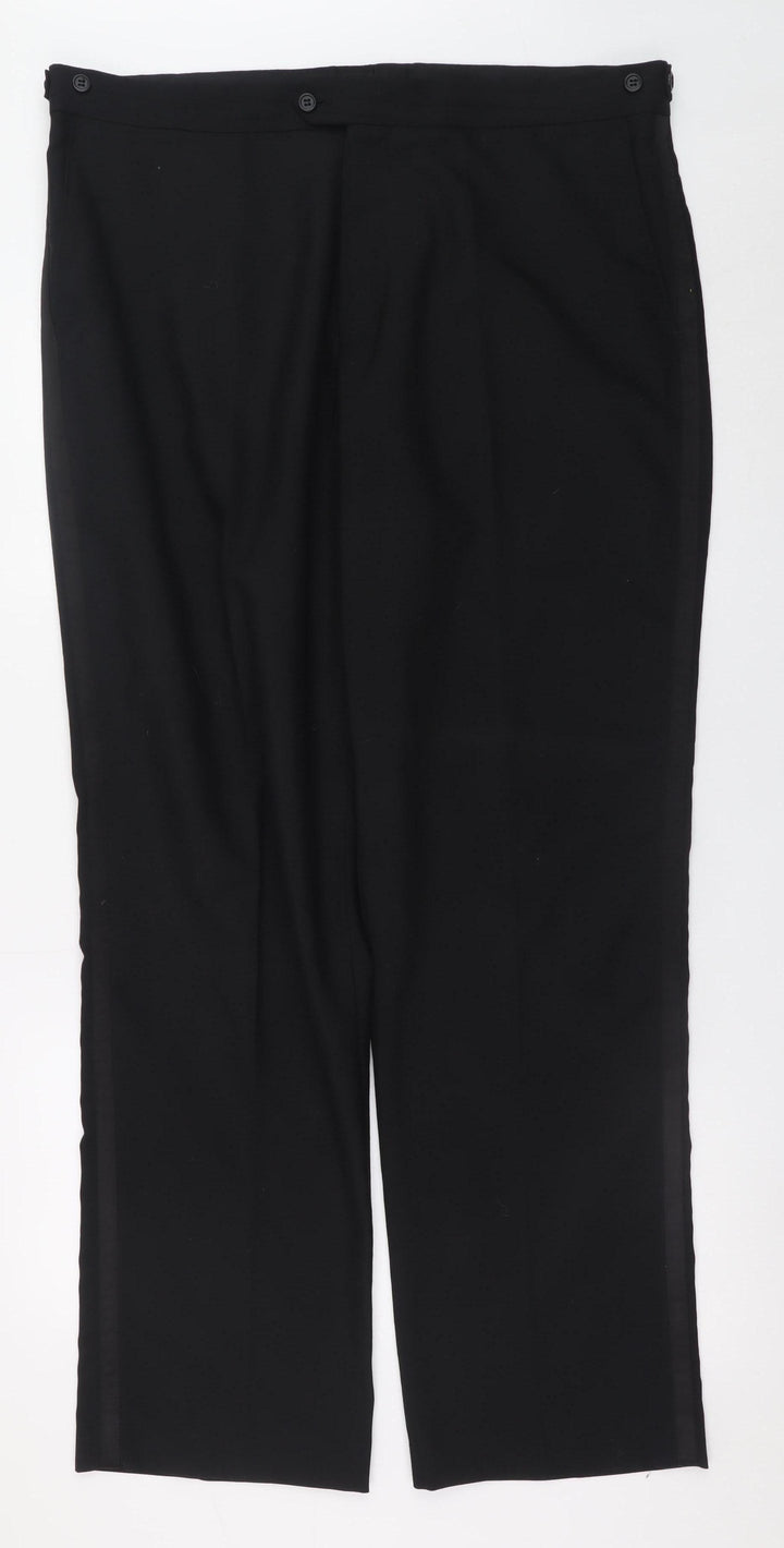 Charlton Gray Men's Black 40R Wool Blend Formal Dress Pants