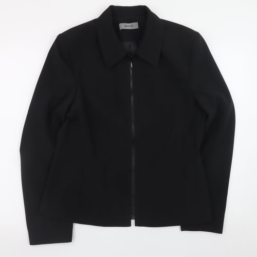 Amaranto Women Black Size 14 Slim Fit Full Zip Jacket